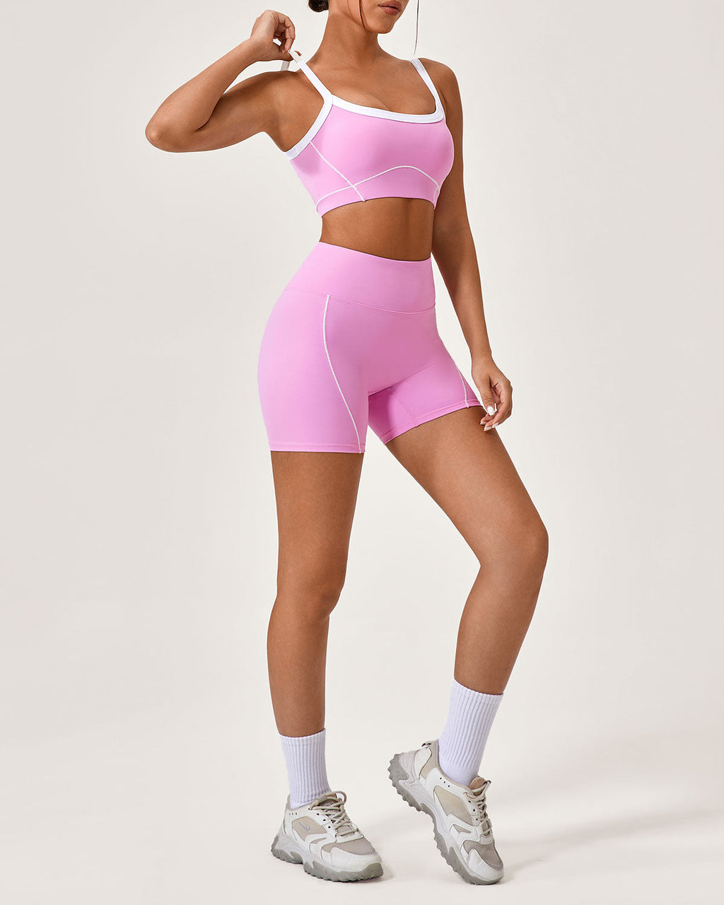 Pink Contrast Yoga Tank Top