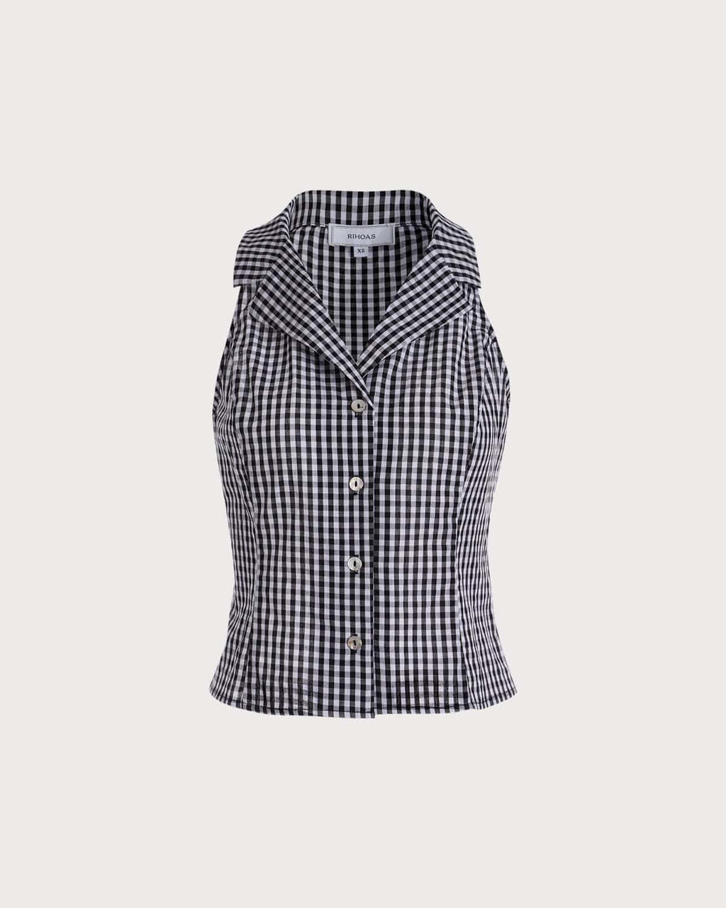 The Collared Button Up Sleeveless Plaid Vest