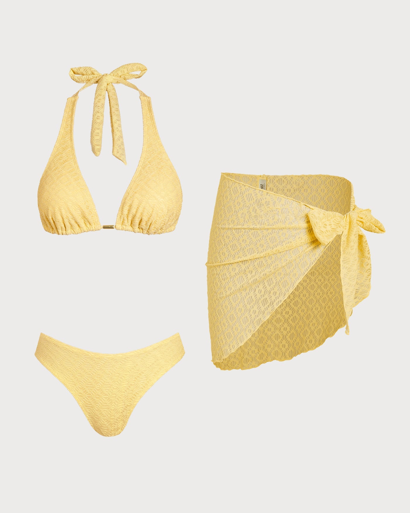 Yellow Jacquard Textured Bikini Set