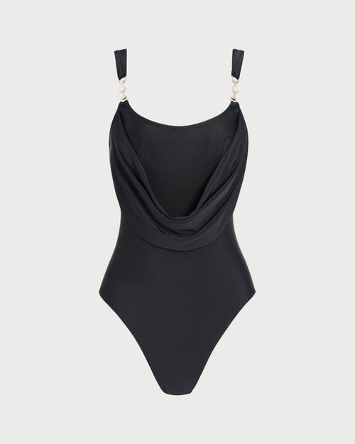 Black U Neck Bandeau One Piece