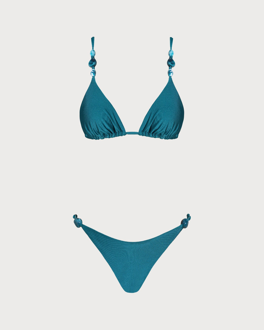 Turquoise Ruched Triangle Bikini Set