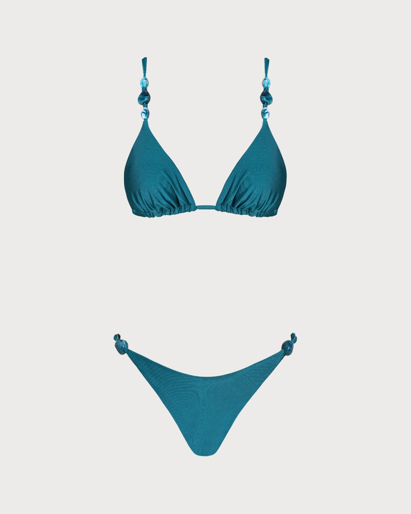 Turquoise Ruched Triangle Bikini Set