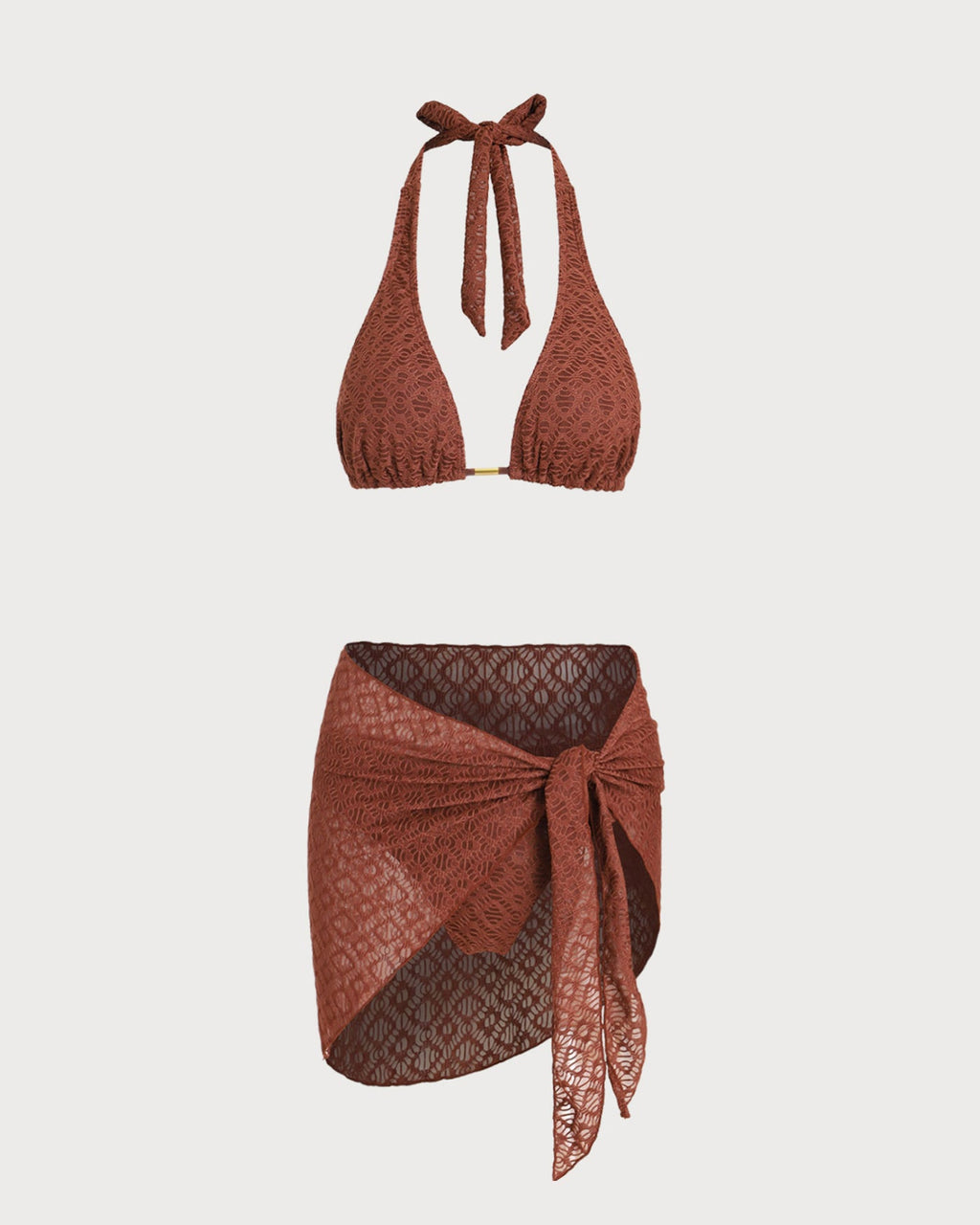 Brown Jacquard Three-Piece Set