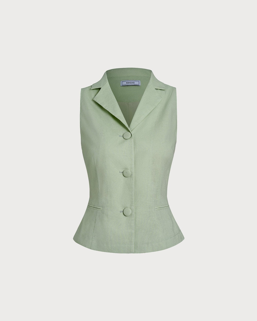 Green Collar Single Breasted Vest
