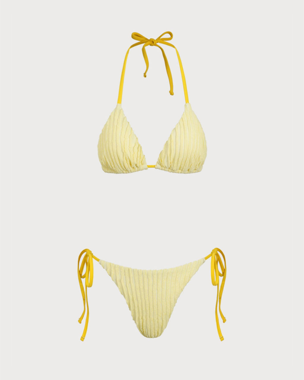 Yellow Halter Triangle Bikini Set