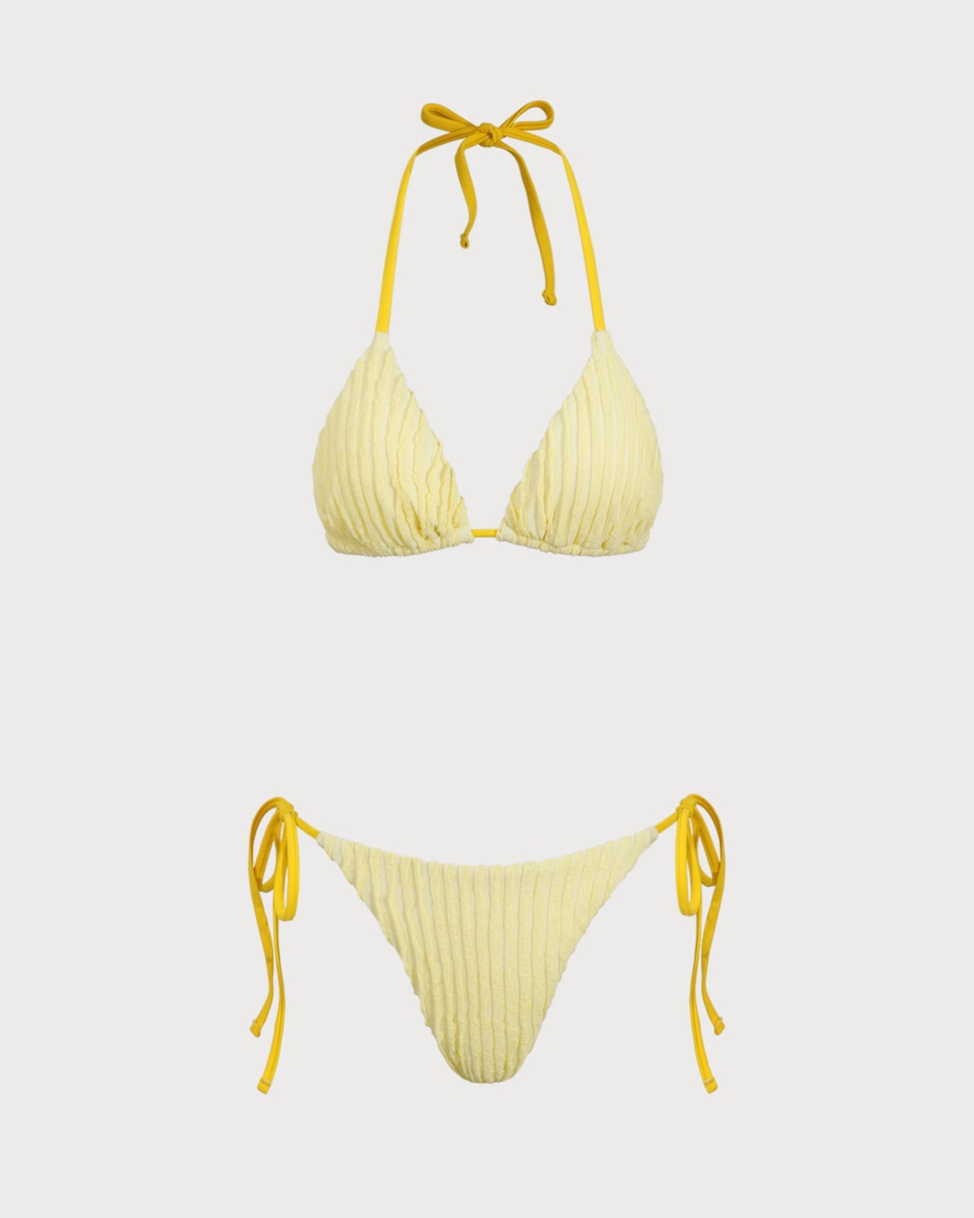 Yellow Halter Triangle Bikini Set