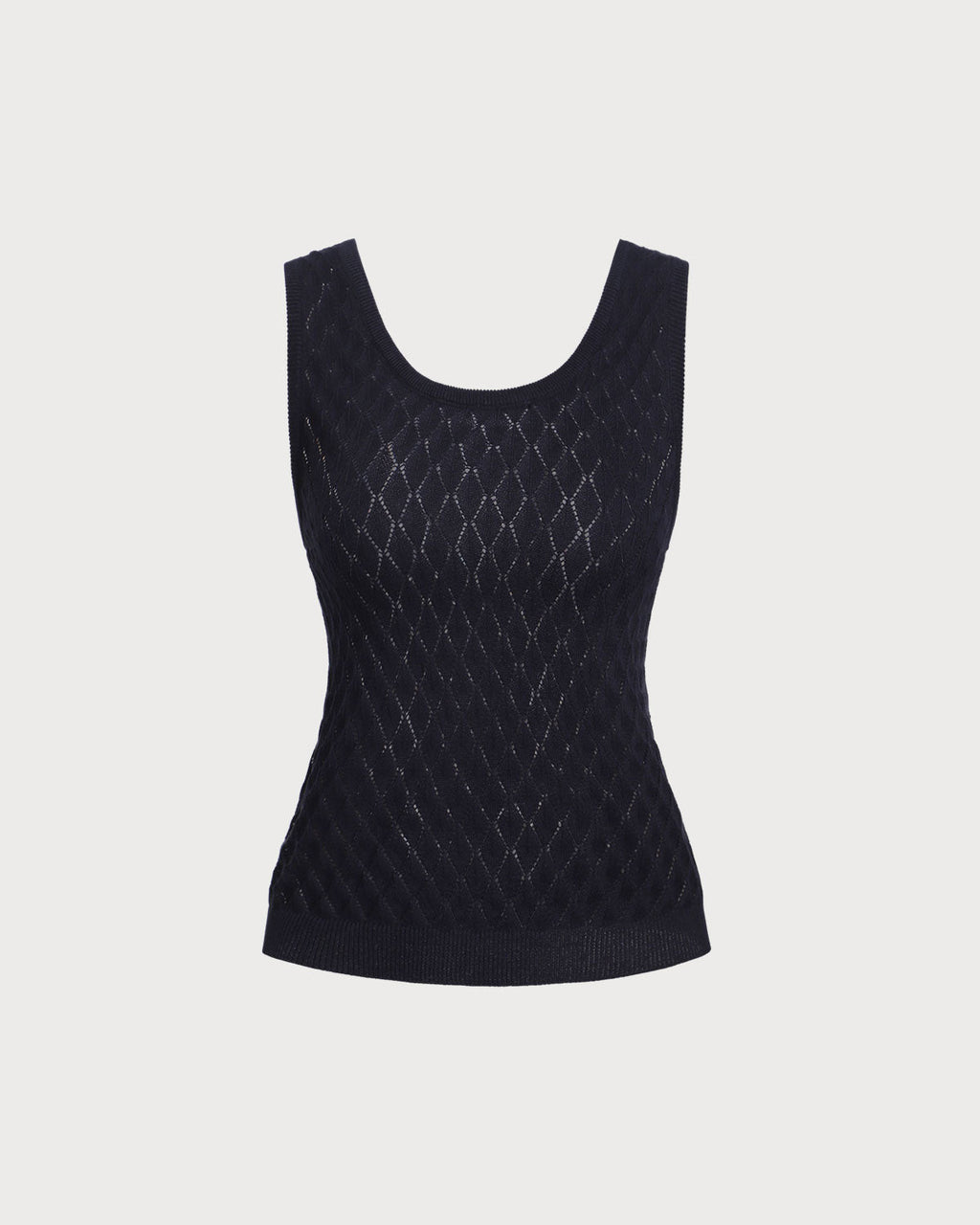 Blue Textured Crochet Tank Top