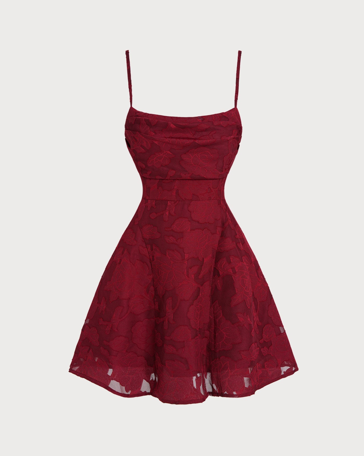 Wine Red Floral Backless Slip Mini Dress