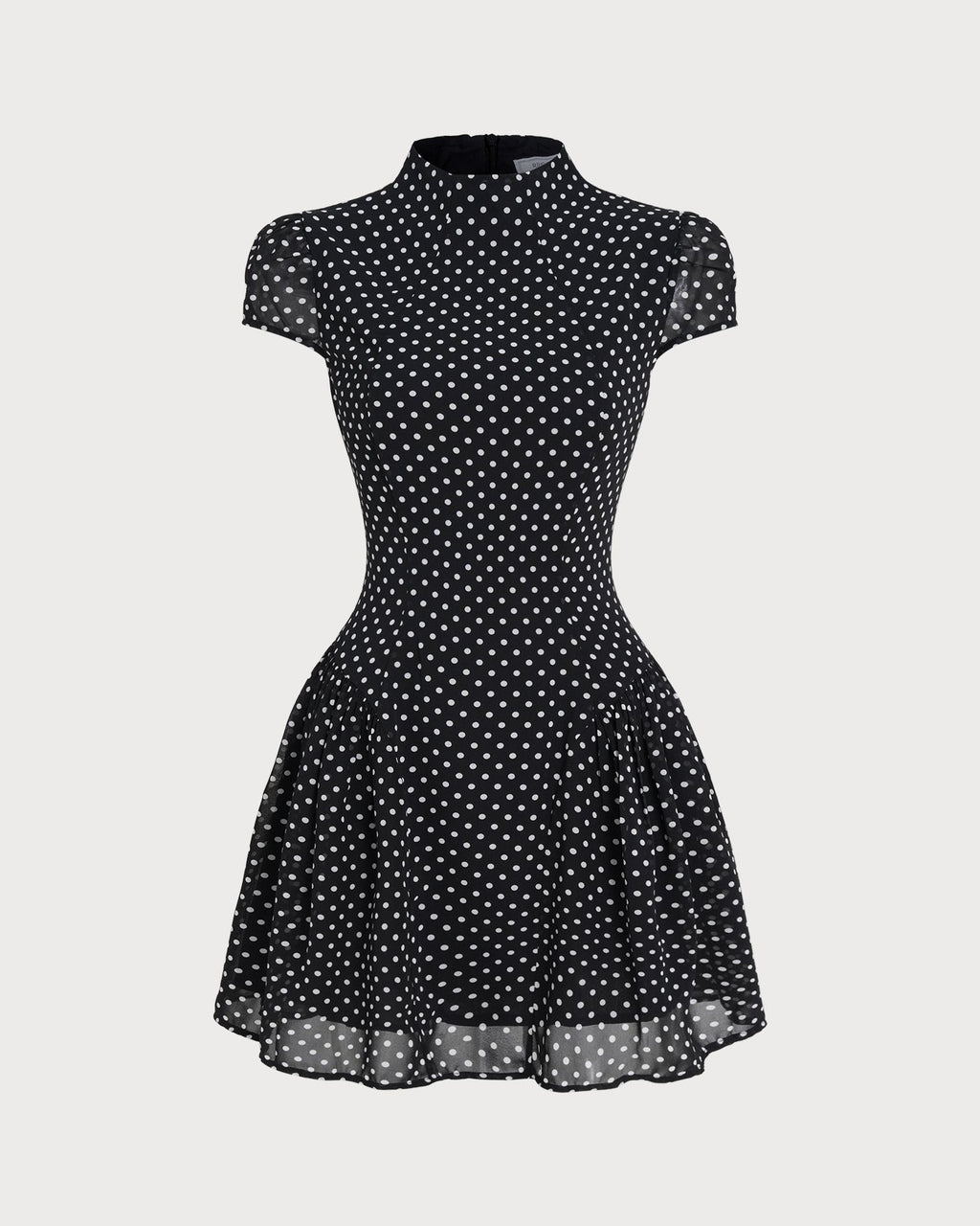 Black Polka Dot Chiffon Mini Dress
