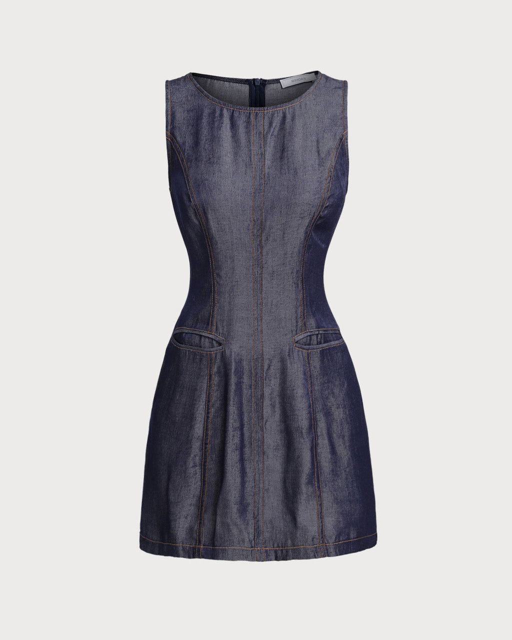 Blue Sleeveless Pocket Mini Dress