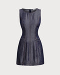 Blue Sleeveless Pocket Mini Dress
