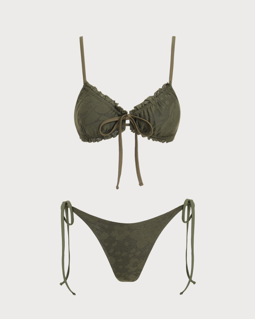 Army Green Jacquard Bikini Set
