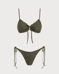Army Green Jacquard Bikini Set