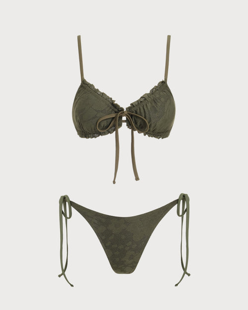 Army Green Jacquard Bikini Set