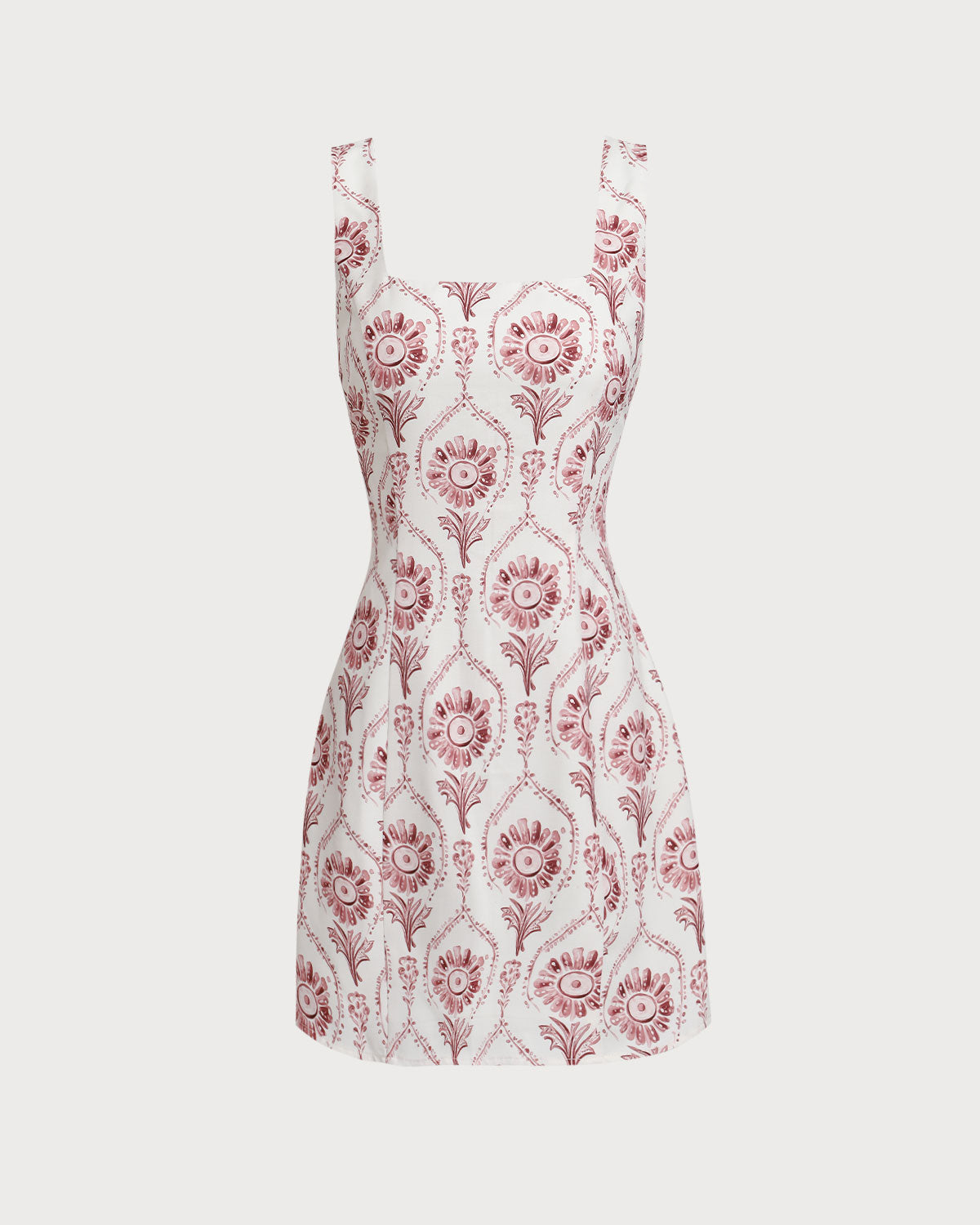 Pink Square Neck Floral Slip Mini Dress