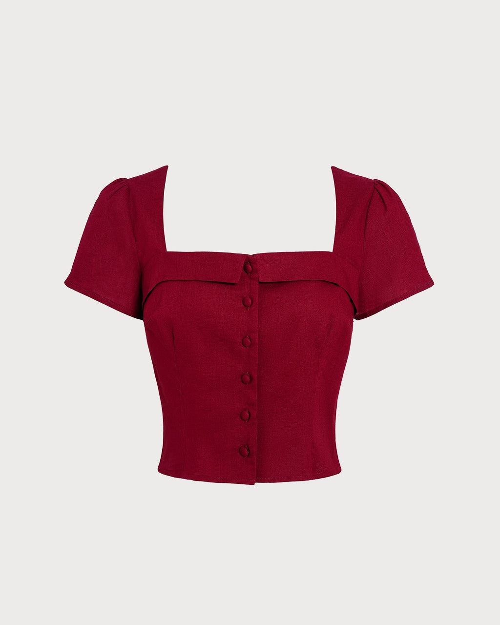 Red Square Neck X Cross Tie Blouse