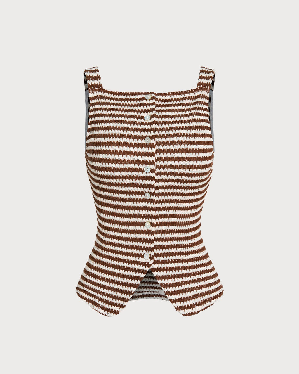 Brown Square Neck Tank Top