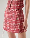 Red Plaid High-Waisted Mini Skirt