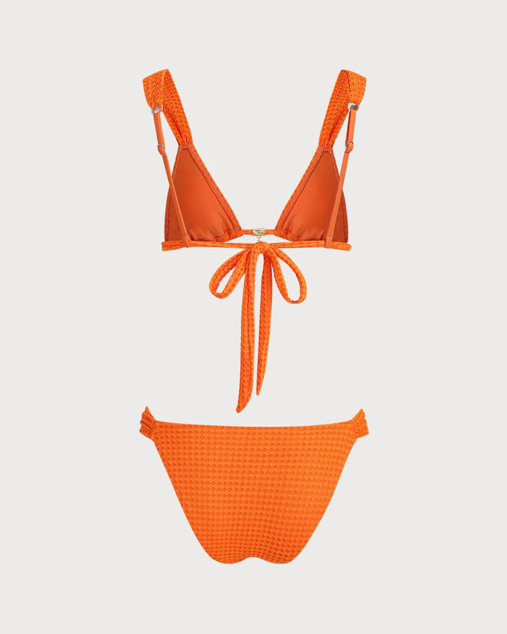Orange Elastic Waist Textured Bikini Set