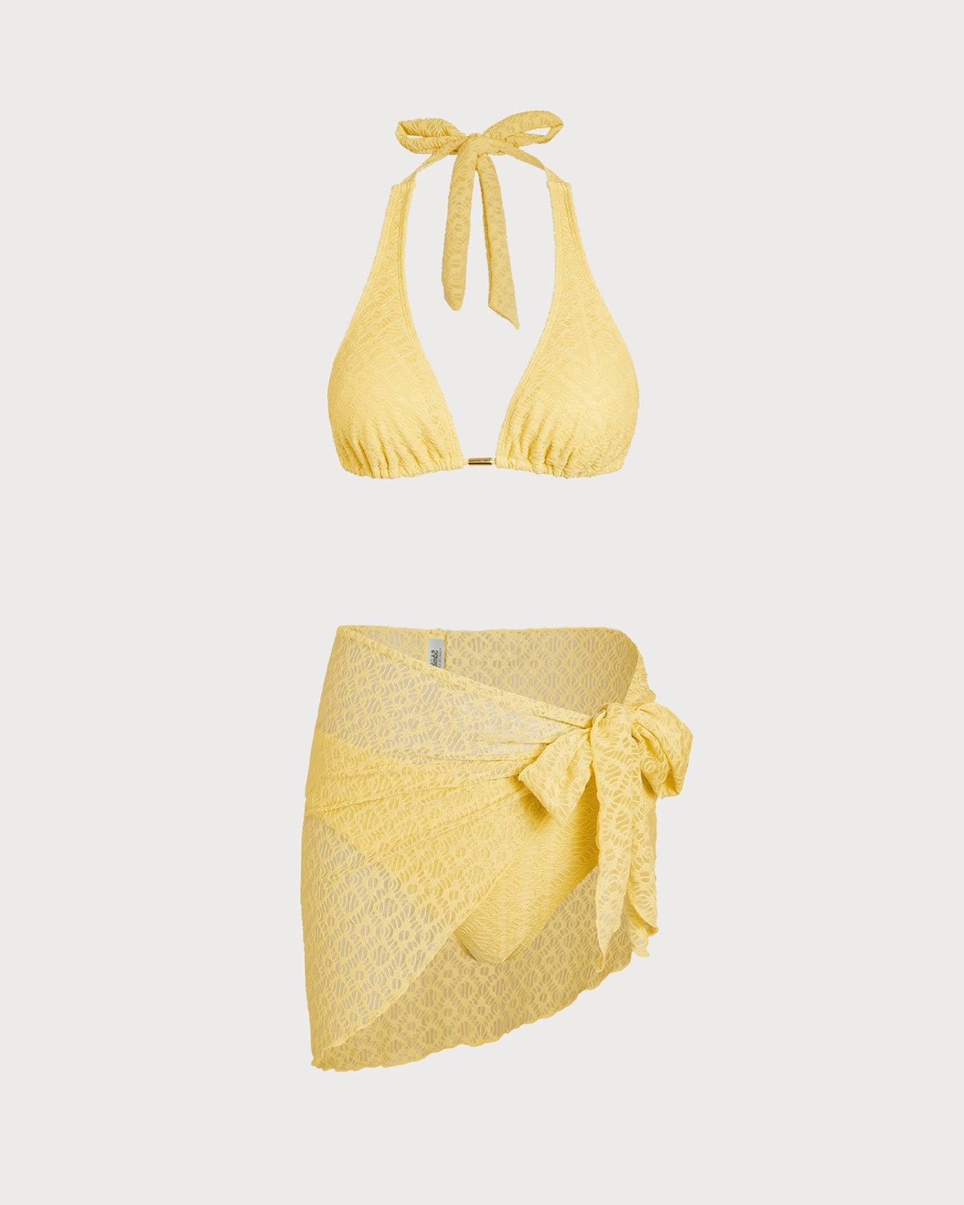 Yellow Jacquard Textured Bikini Set