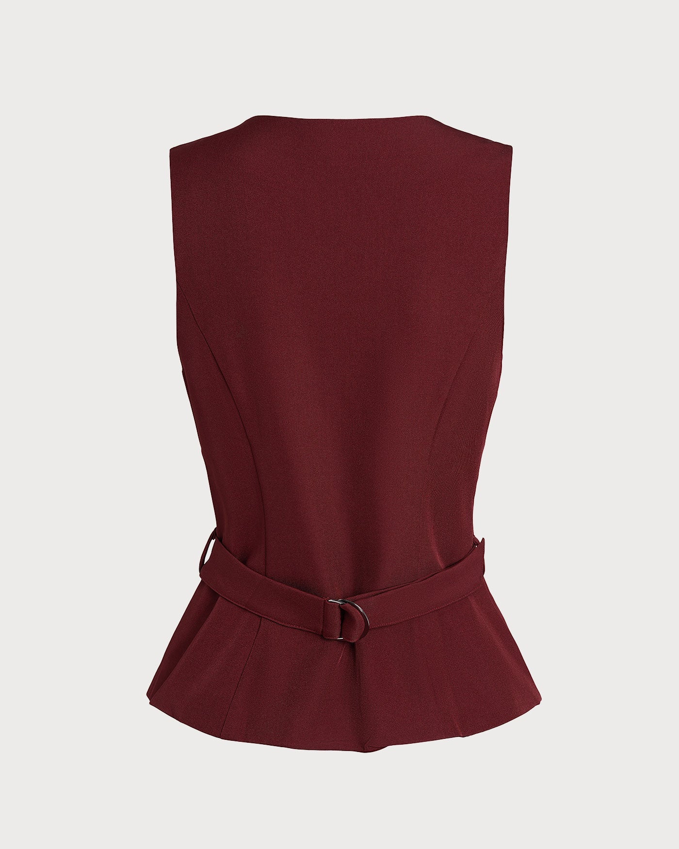 Wine Red Button Belted Vest
