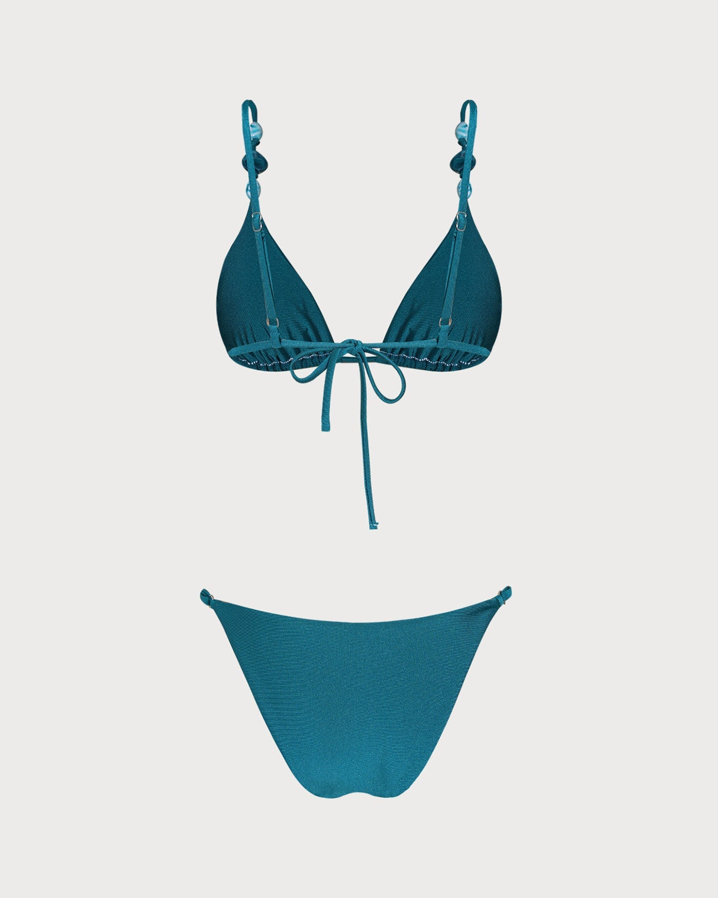 Turquoise Ruched Triangle Bikini Set