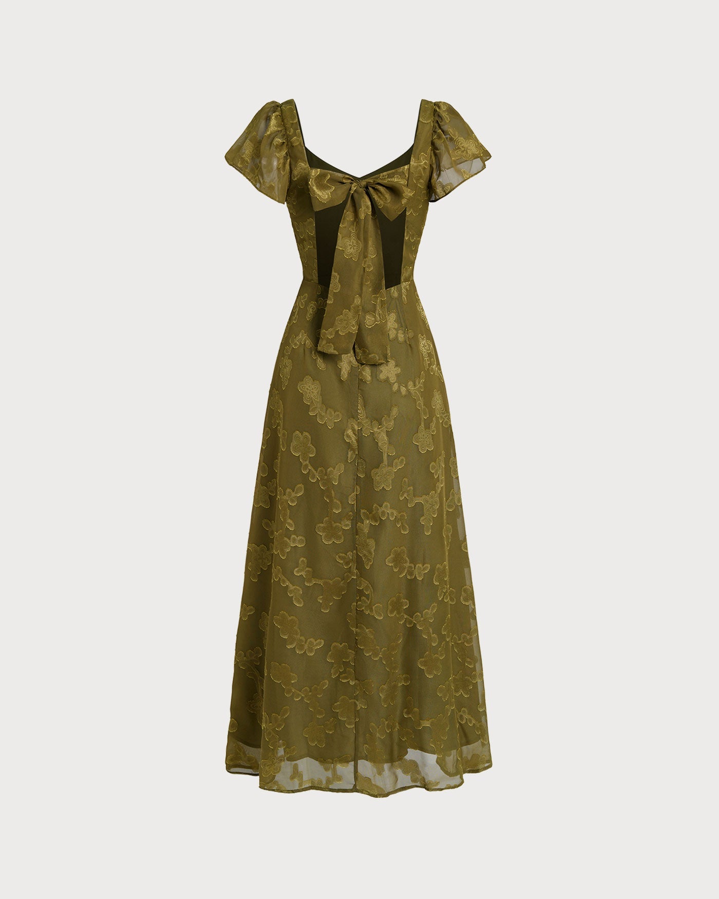 Green Sweetheart Neck Jacquard Maxi Dress