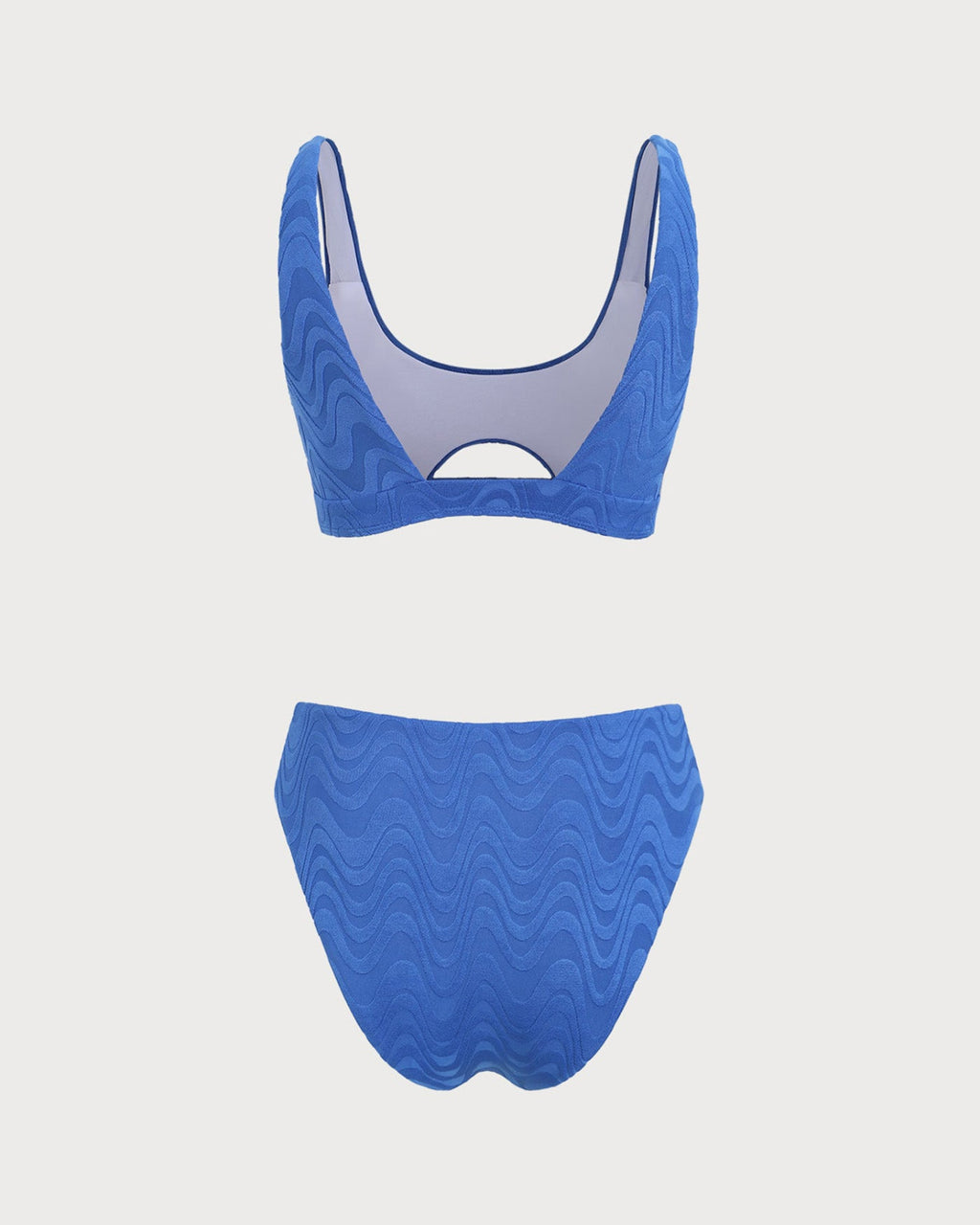 Royal Blue U Neck Textured Bikini Set