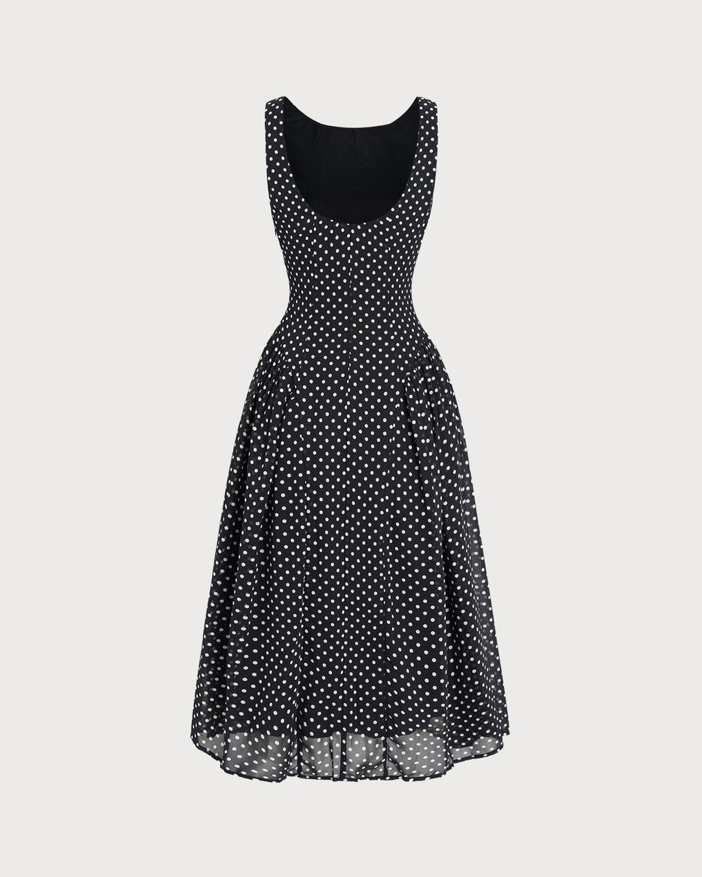 Black Polka Dot Chiffon Midi Dress