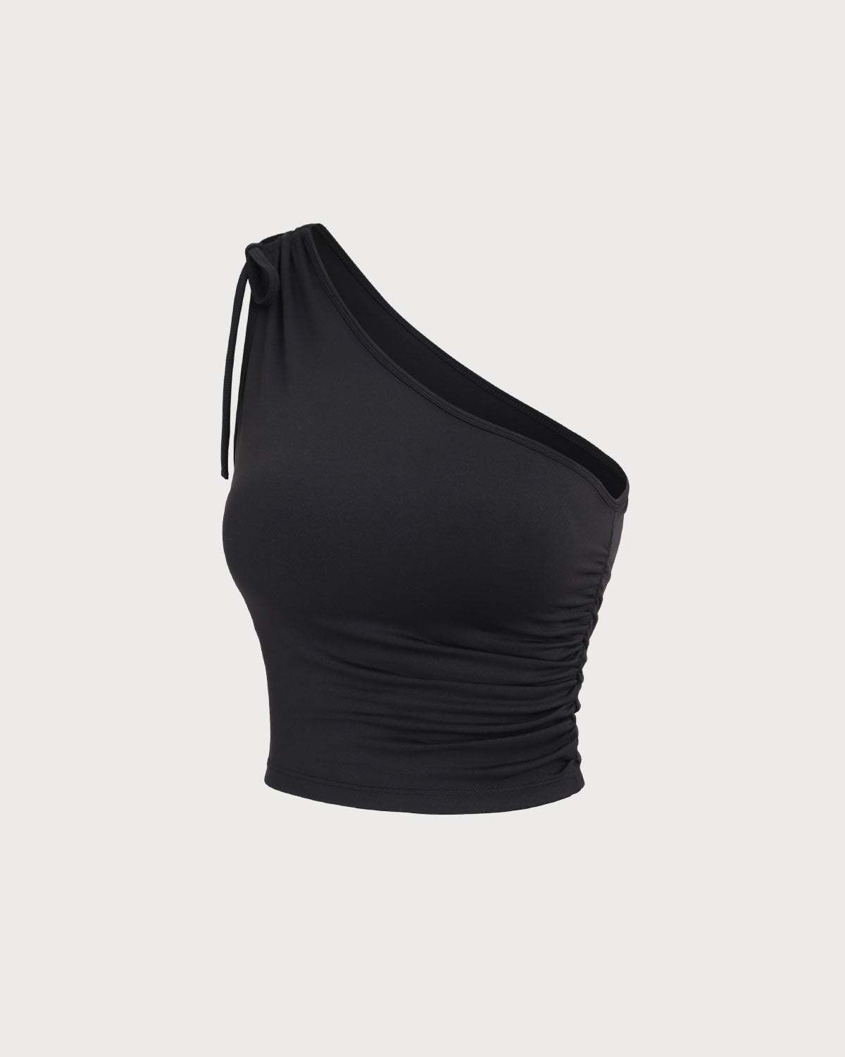 Black One Shoulder Yoga Tank Top