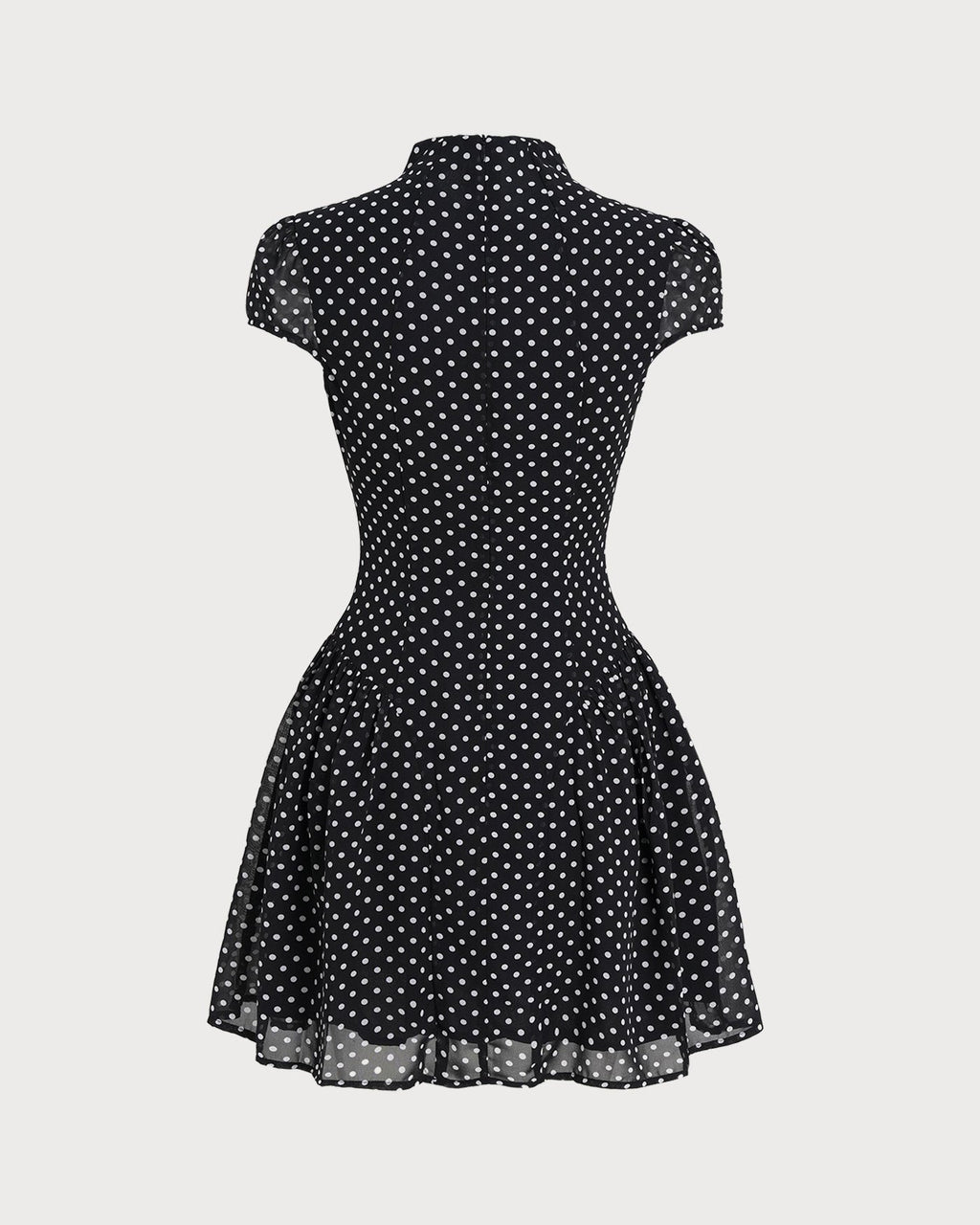 Black Polka Dot Chiffon Mini Dress