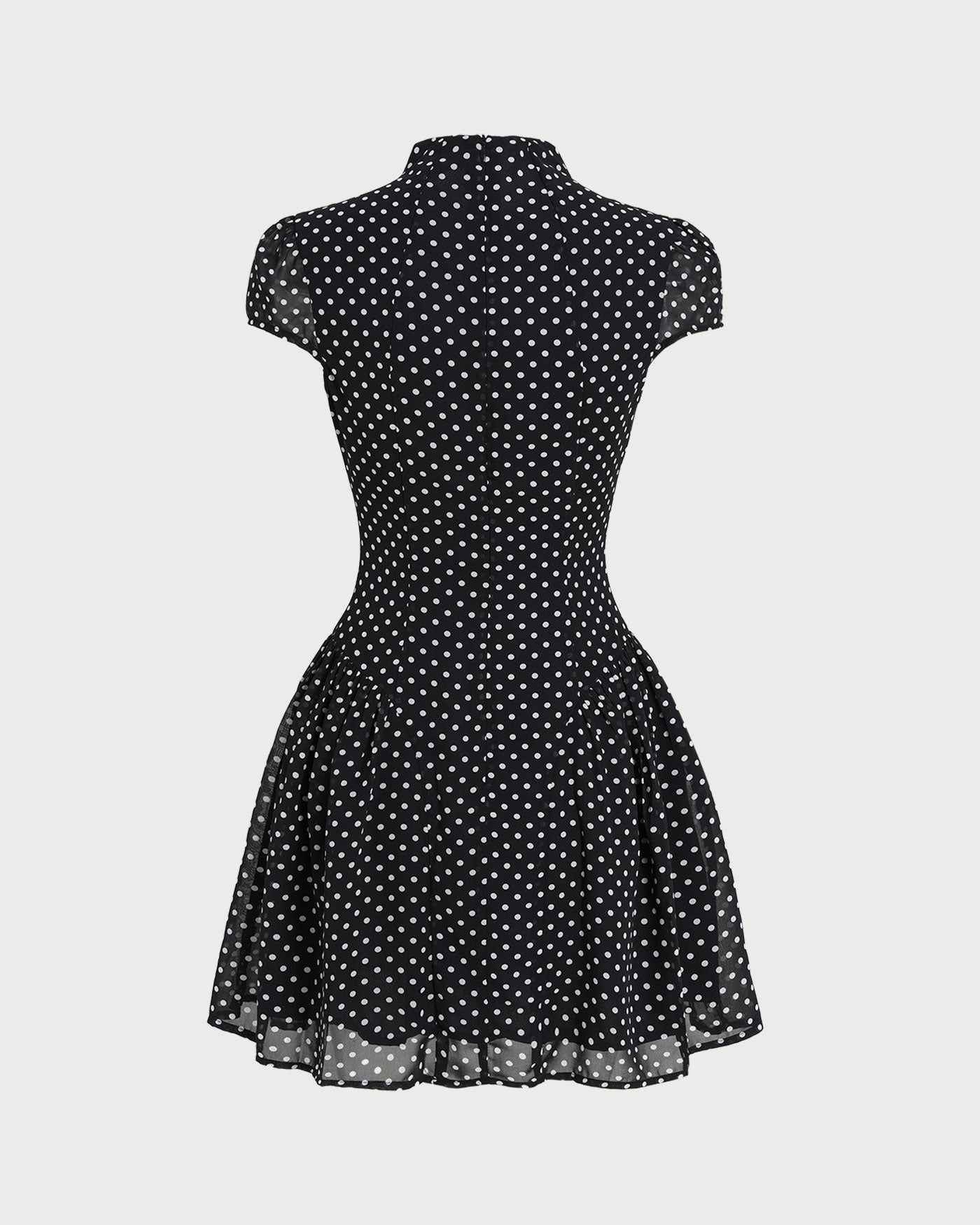 Black Polka Dot Chiffon Mini Dress