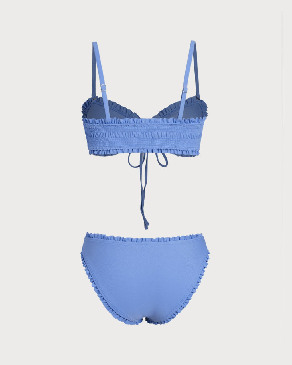 Blue Ruched Ruffle Bikini Set
