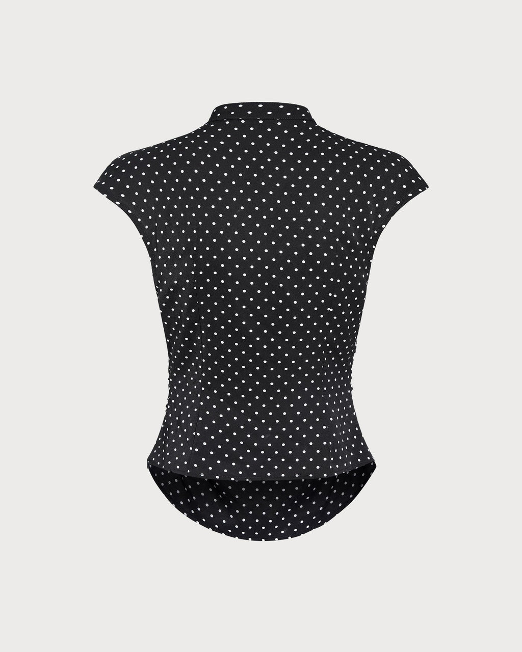 Black Polka Dot Mandarin Collar Tee