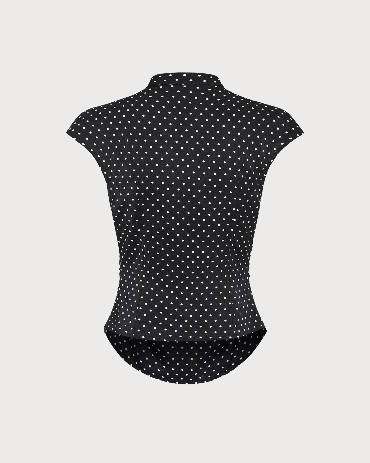 Black Polka Dot Mandarin Collar Tee