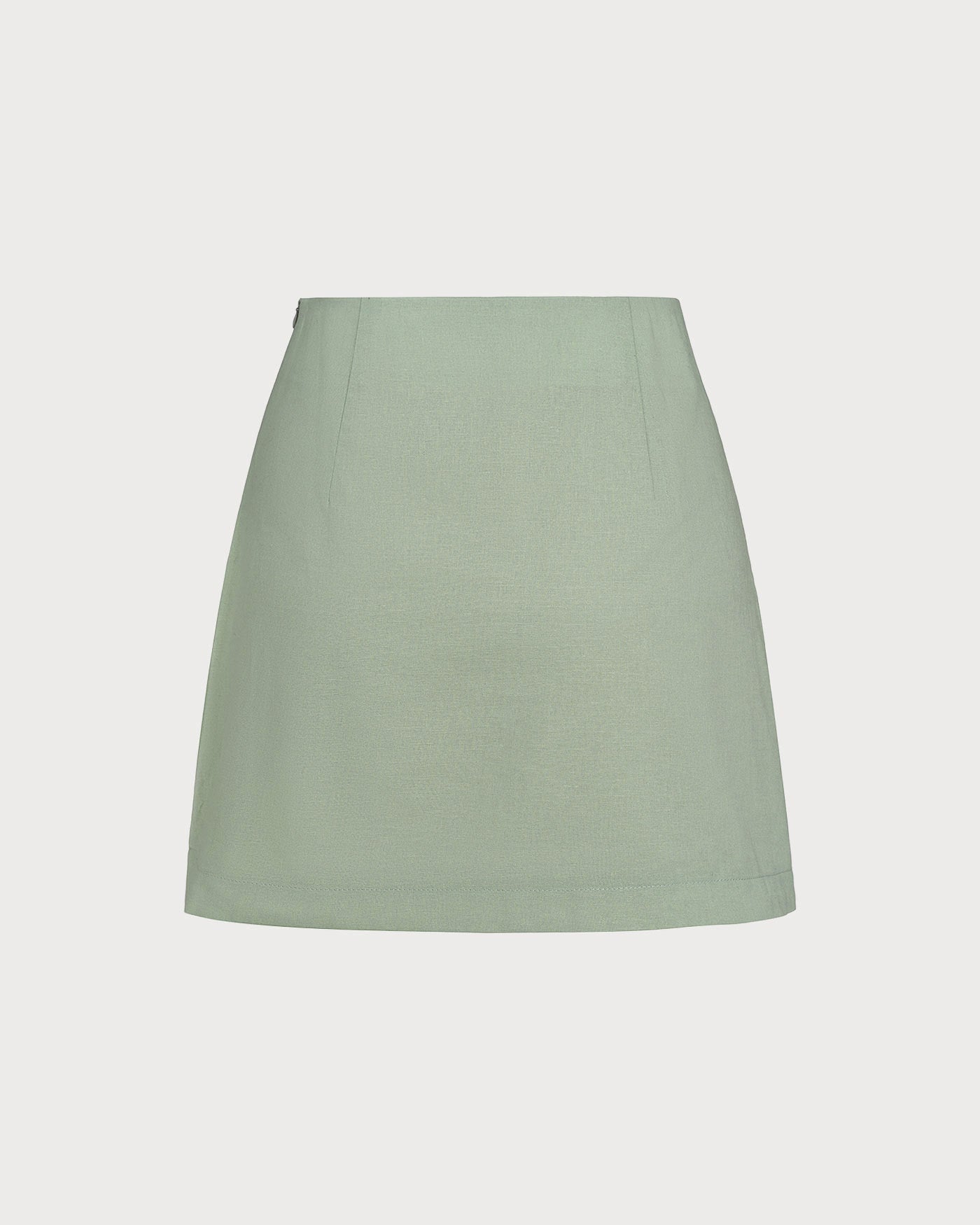 Green Solid A-Line Mini Skirt
