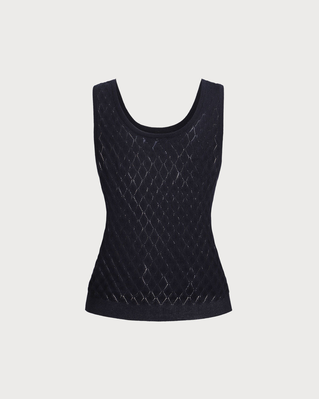 Blue Textured Crochet Tank Top