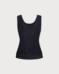 Blue Textured Crochet Tank Top