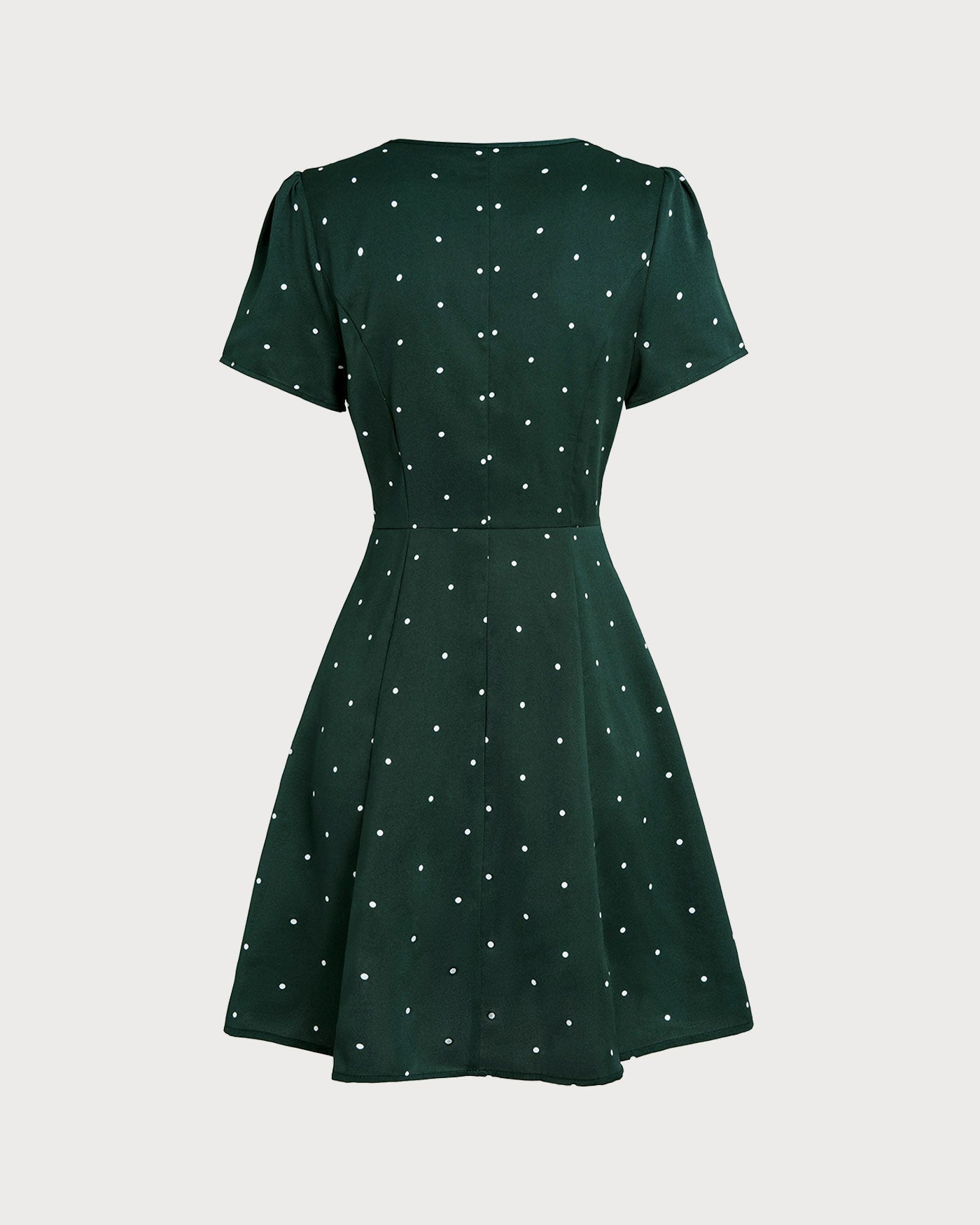 Green V Neck Polka Dot Mini Dress