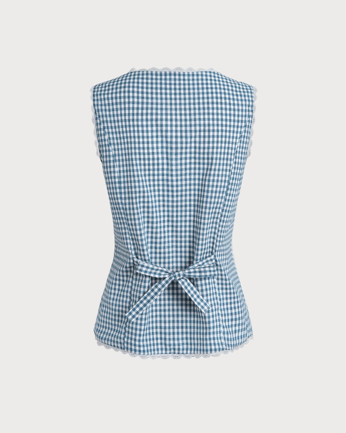 Blue Plaid Sleeveless Tank Top
