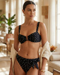 Black Polka Dots Bandeau Bikini Set