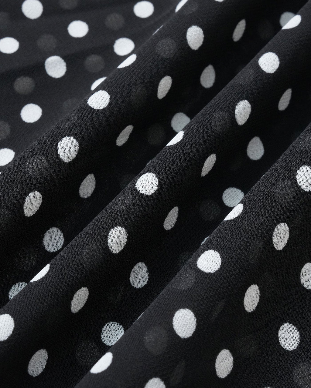 Black Polka Dot Chiffon Midi Dress