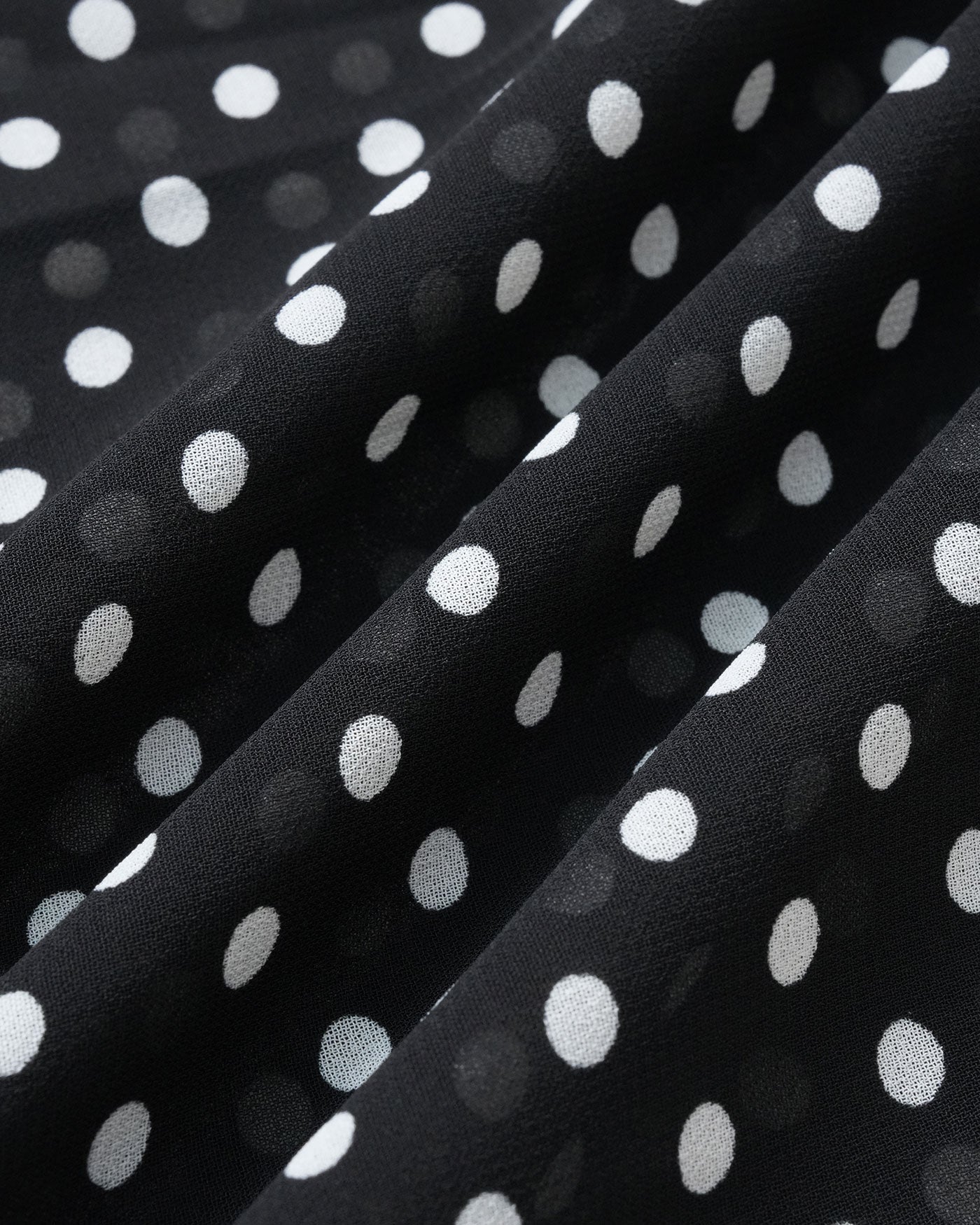 Black Polka Dot Chiffon Midi Dress