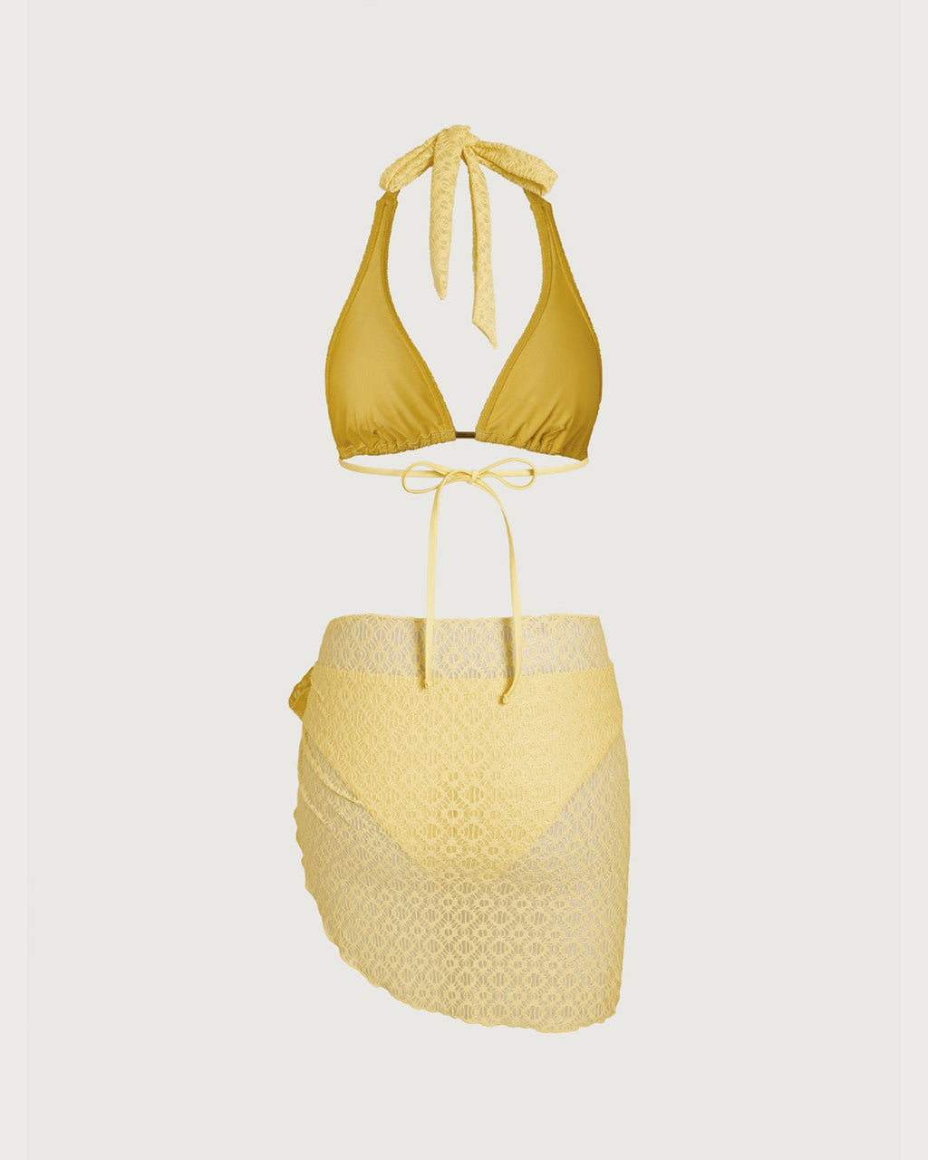Yellow Jacquard Textured Bikini Set