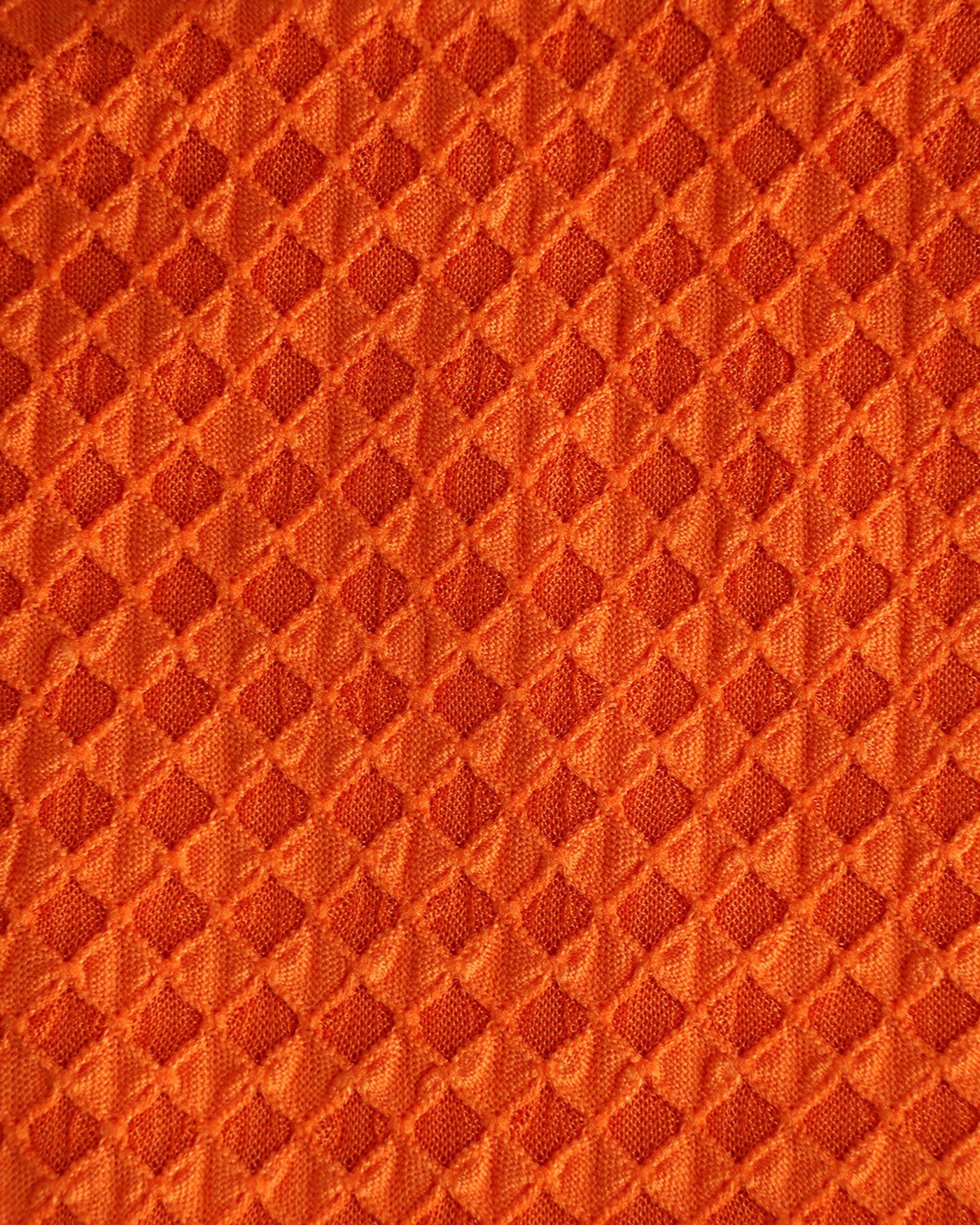 Orange Elastic Waist Textured Bikini Set