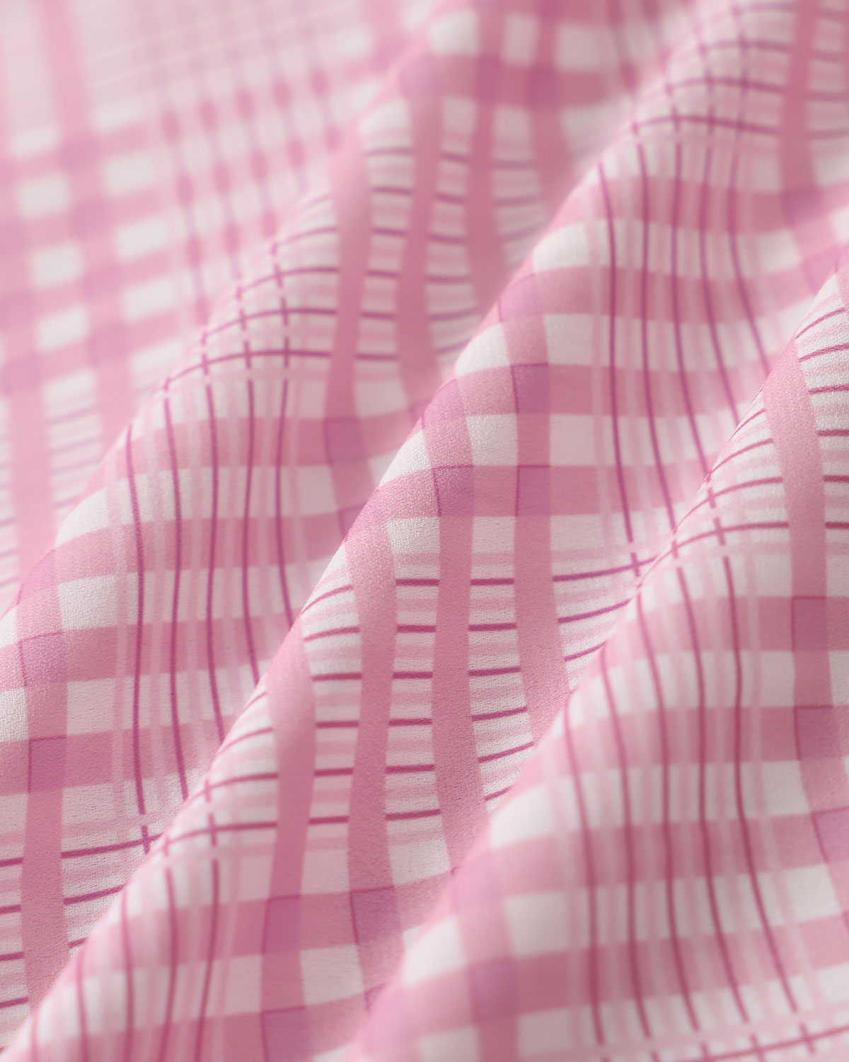 Pink Plaid V-Neck Midi Dress