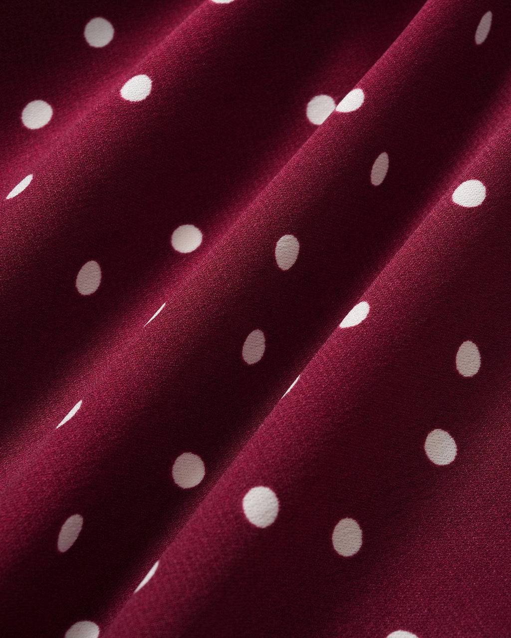 Wine Red Polka Dot V Neck Blouse