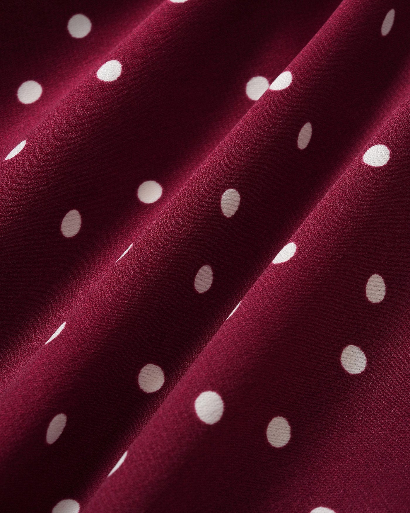 Wine Red Polka Dot V Neck Blouse