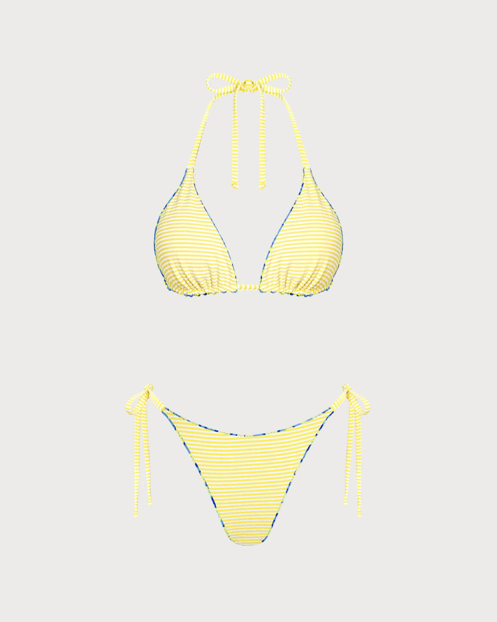 Blue Halter Floral Reversible Bikini Set