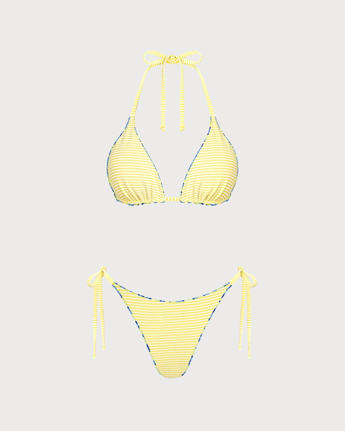 Blue Halter Floral Reversible Bikini Set